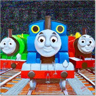 Thomas the tank engine on island of sodor with percy and gordon Posters and Art